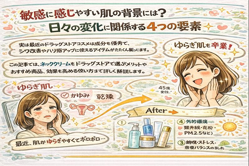 敏感に感じやすい肌の背景には？ 日々の変化に関係する4つの要素
